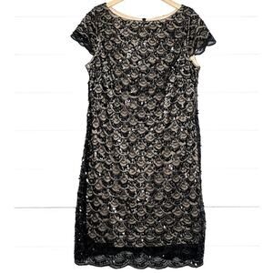 Jessica Howard Formal art deco scalloped sequins black size 6